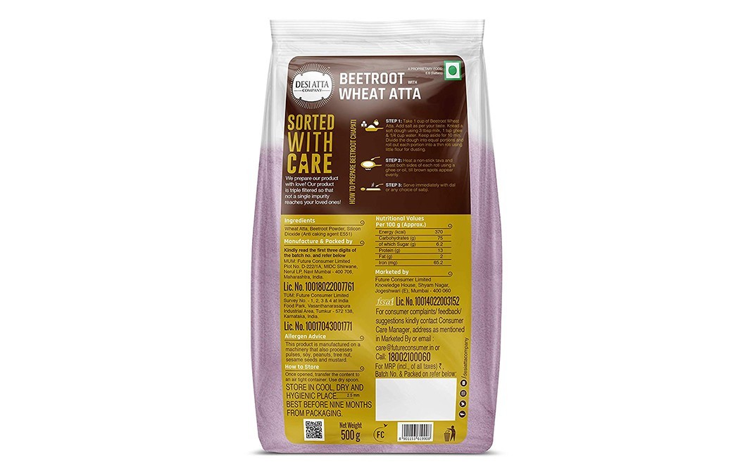 Desi Atta Beetroot Wheat Atta    Pack  500 grams